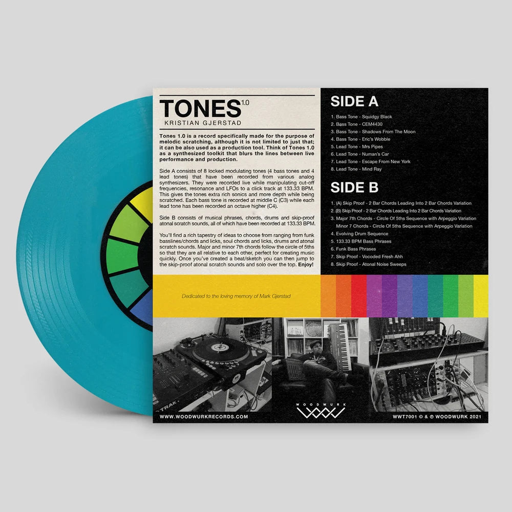 7" VINYL (TURQUOISE) - TONES 1.0 BY KRISTIAN GJERSTAD