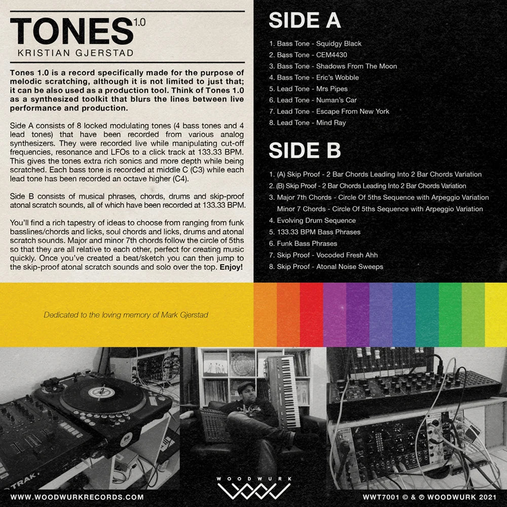 7" VINYL (TURQUOISE) - TONES 1.0 BY KRISTIAN GJERSTAD