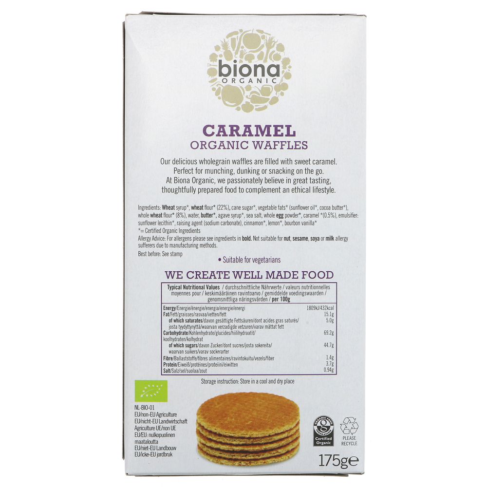 Biona Caramel Syrup Waffles Organic 175g