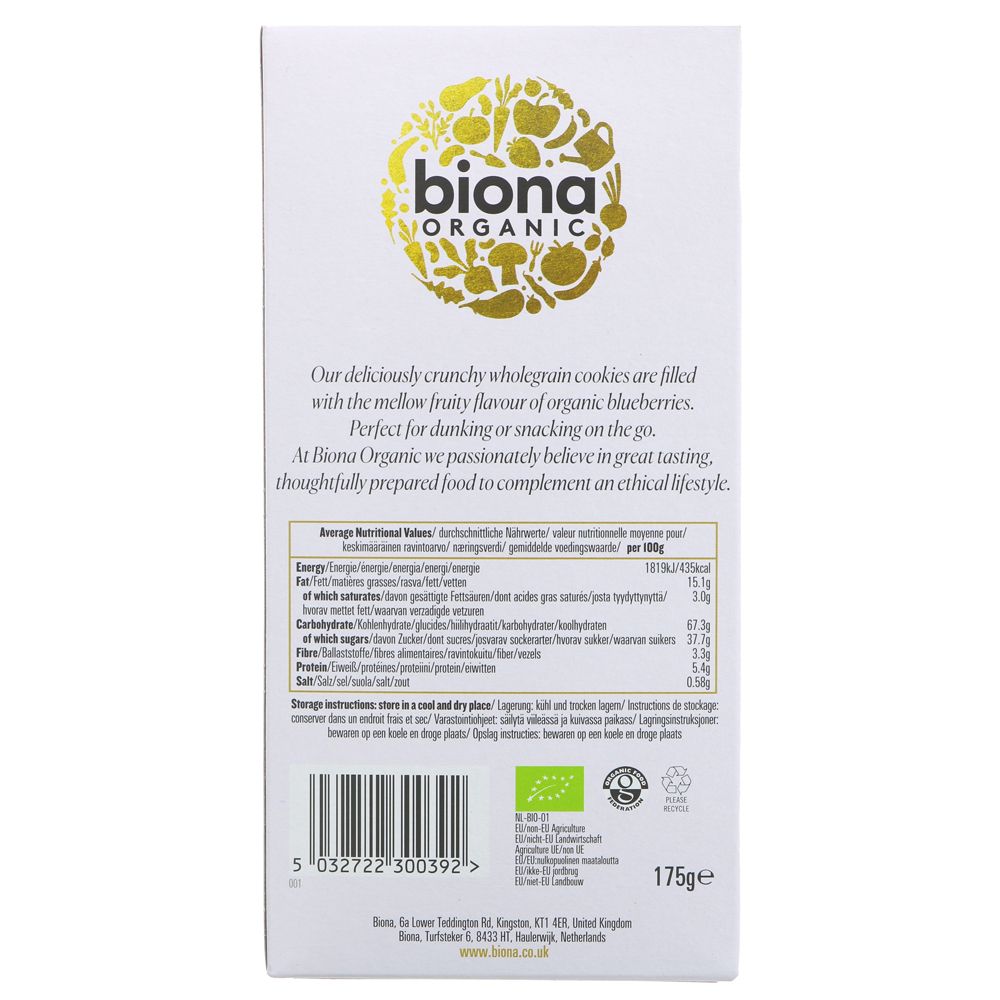 Biona Blueberry Filled Cookies Organic - 175g