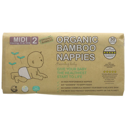 Beaming Baby Organic Bamboo Nappies Size 2 ( x 30)