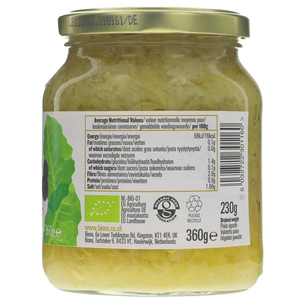 Biona Sauerkraut - Organic-Demeter 360g