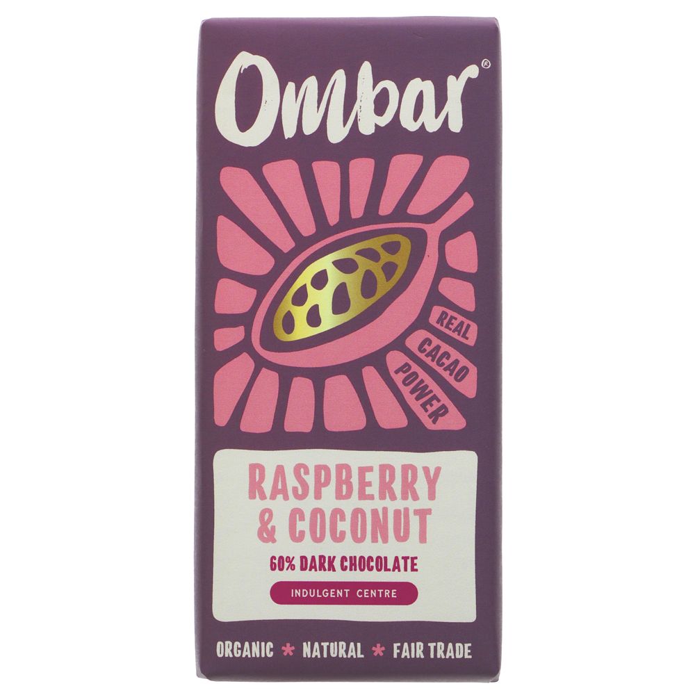 Ombar Chocolate Raspberry & Coconut Choc Bar 70g