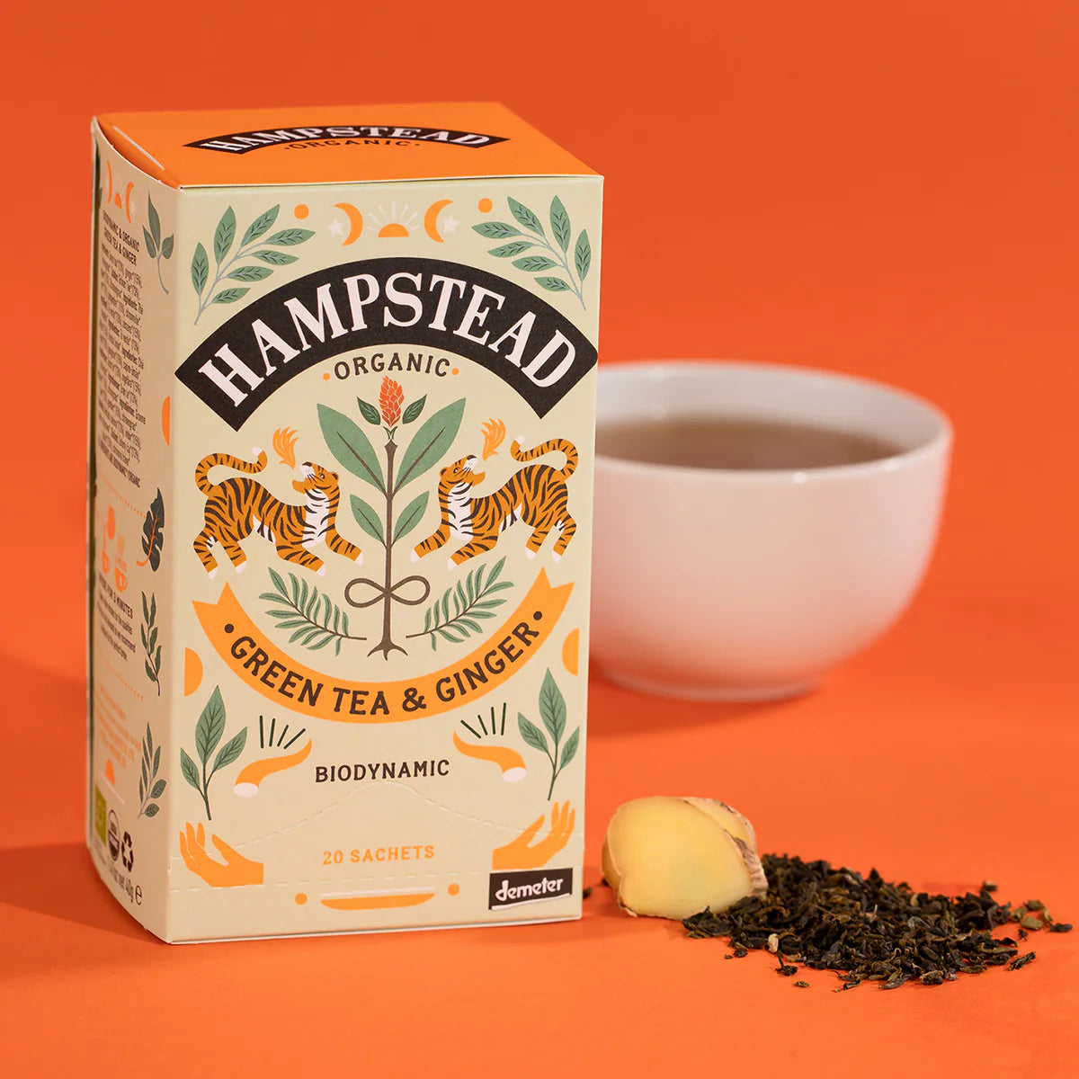 HAMPSTEAD TEA ORGANIC GREEN TEA & GINGER TEA BAGS