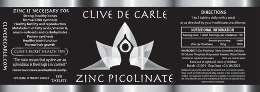 Clive de Carle Zinc Picolinate (180 tablets)
